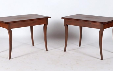 PAIR CABINET MADE PINE TABLES WITH INVERTED LEGS