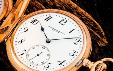 PATEK PHILIPPE. AN 18K PINK GOLD KEYLESS LEVER WATCH WITH ENAMEL DIAL AND BREGUET NUMERALS