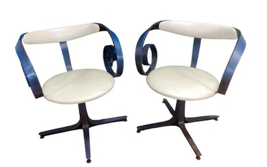 Pair AFTER GEORGE MULHAUSER for PLYCRAFT Sultana Chair in Blue