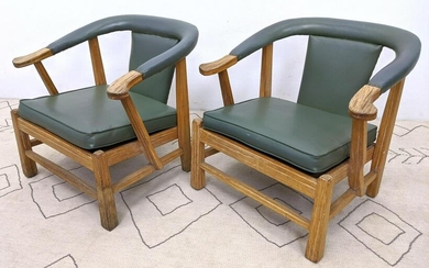 Pair Mid Century Modern Rustic Lounge Chairs. Bull hor