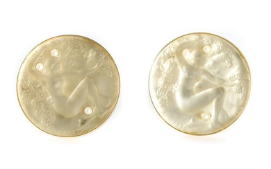 Pair, R. Lalique 14K YG 'Chose Promise' Cufflinks