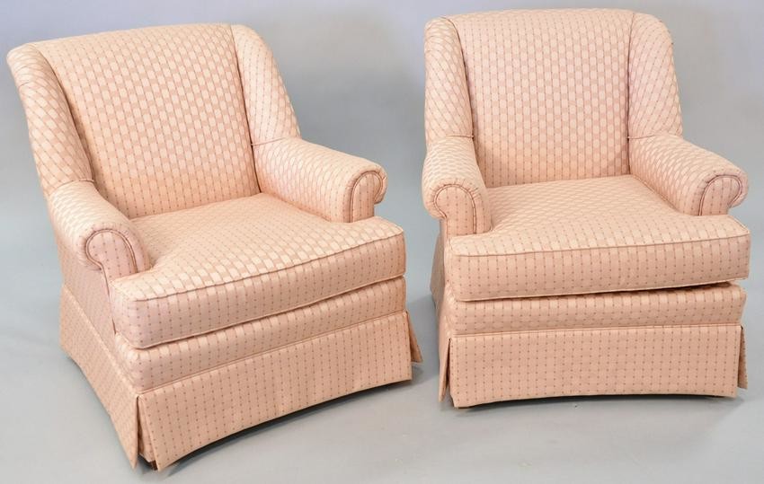 Pair Sherrill upholstered club chairs, 32" h. x 31" w.