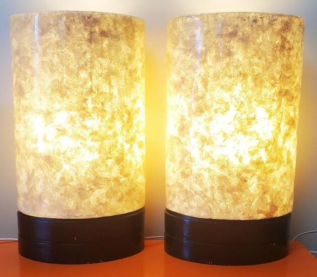 Pair of 80's Fiber Glass Table lamps tall