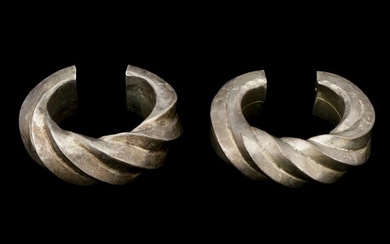 Pair of Antique Tribal Silver Bracelets, Laos