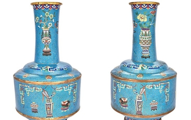 Pair of Chinese Cloisonné Enamel Vases
