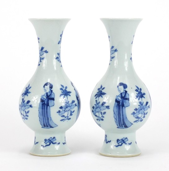 Pair of Chinese porcelain baluster vases, each hand painted ...