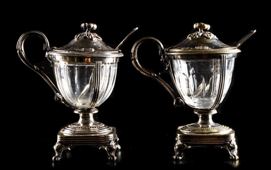 Pair of Christofle silver metal sugar bowls