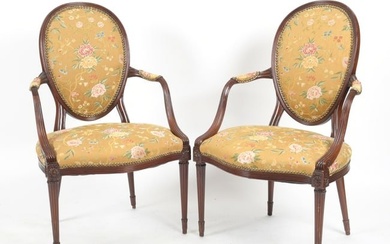 Pair of George III Style Open Armchairs