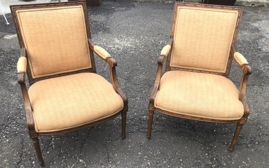 Pair of Louis XV! Style Fruitwood Fauteuil
