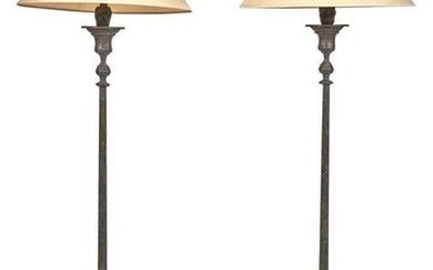 Pair of Pompeiian Style Patinated Bronze Floor Lamps