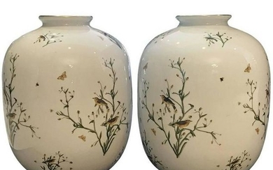 Pair of Rosenthal German Porcelain Ovoid Vases
