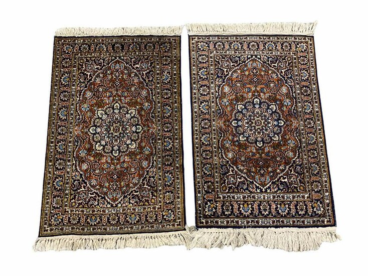 Pair of Small Persian Silk Rugs