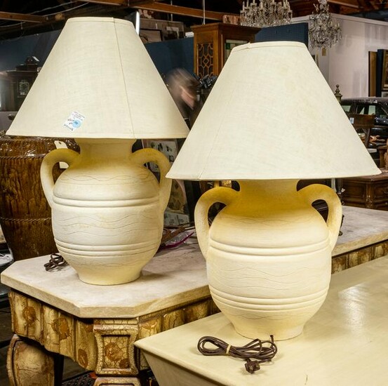 Pair of Southwestern inspired ceramic table lamps, of