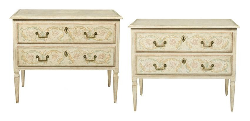 Pair of Venetian-Style Polychrome Commodes