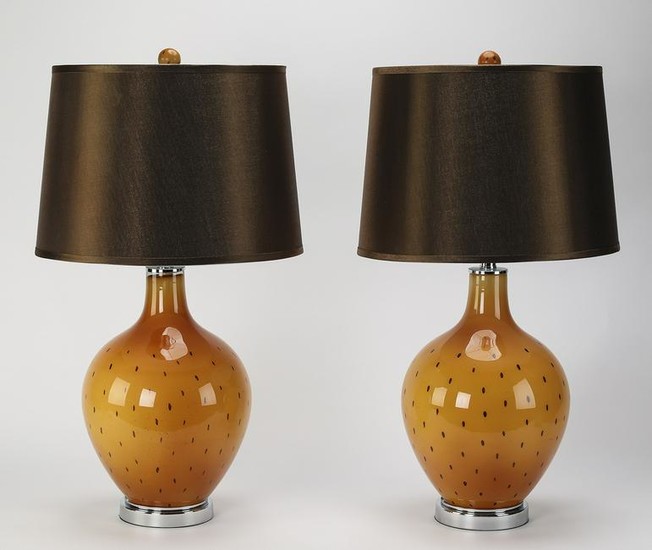 Pair of contemporary glass table lamps