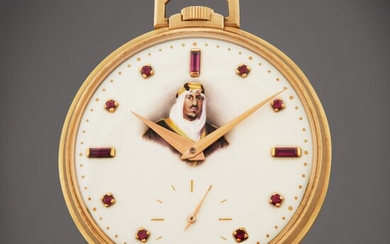 Patek Philippe Reference 600/1 | A rare pink gold and ruby-set open faced watch, made in homage of King Saud Bin Abdulaziz Al Saud, Circa 1956