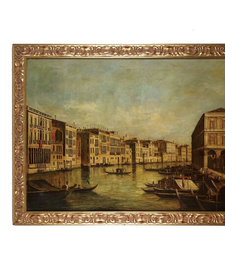 Pittore del XX secolo Venezia. Veduta del Canal Grande olio su tela, cm. 70x100