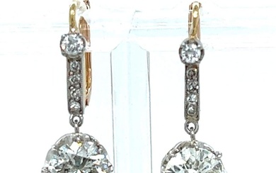 Platinum & 18K Yellow Gold 3.97 Ct. Diamond Earrings