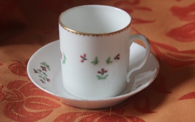 Porcelaine de Paris - Cup and saucer (2) - Tasse litron café en porcelaine de Paris, Barbeaux, Nast, XIXe siècle - Porcelain