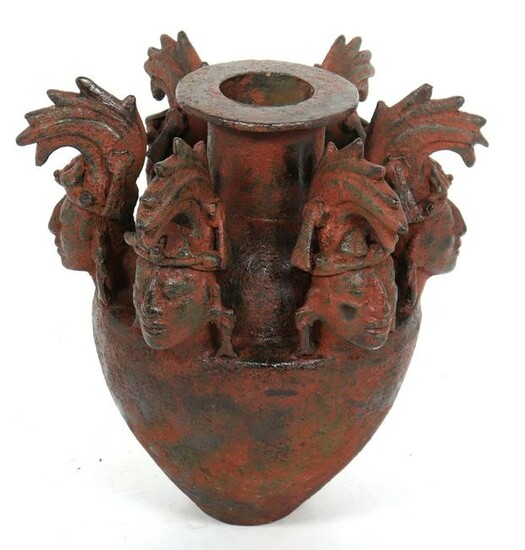 Pre-Columbian Manner Large Figurehead Floor Vase