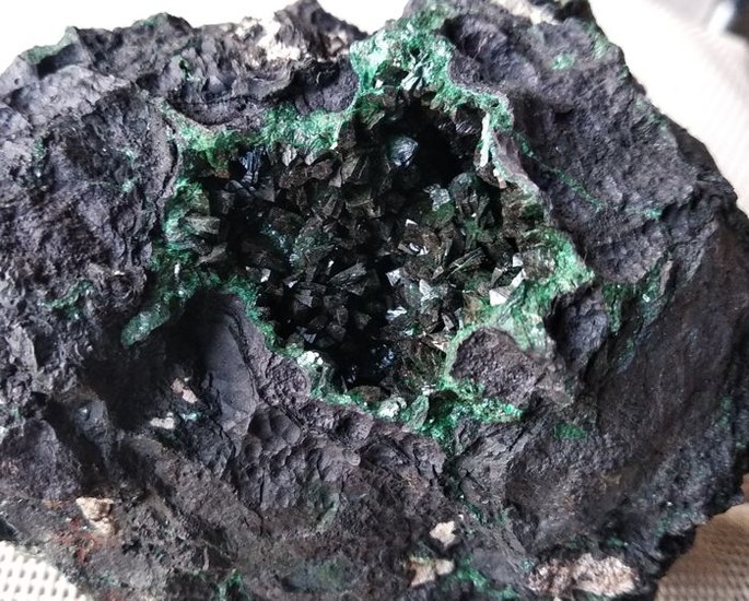 Primary Malachite / Heterogenite Geode - 79×74×108 mm - 734 g