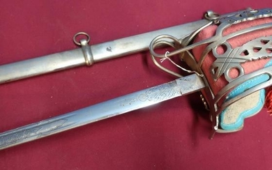 Quality copy of a Victorian Scottish broadsword with engraved...
