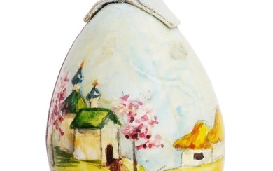 RUSSIAN IMPERIAL CHURCH HAND PAINTED WOOD EASTER EGG