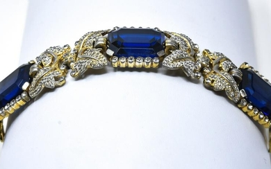 Rare Crown Trifari Large Sapphire Crystal Bracelet