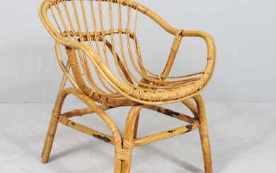 Rattan armchair/bamboo armchair, France, 1970s.