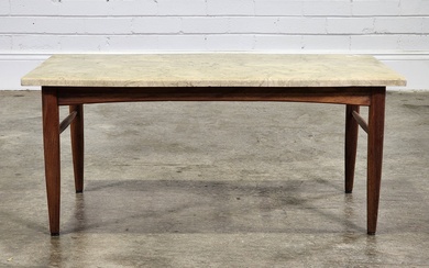 Rectangular marble top coffee table, on cigar legs (h:40 x...
