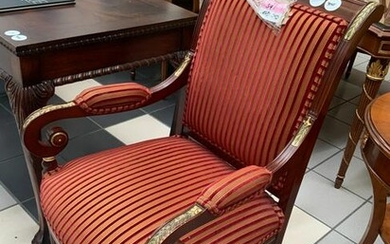 Regency Style Mahogany Upholstered Armchair