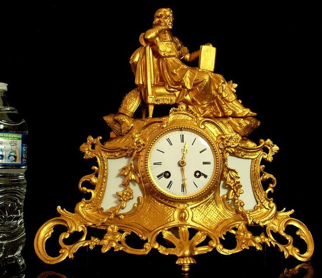 Religious bronze Cartel Clock Pope - Gilt bronze - Mid 19th century
