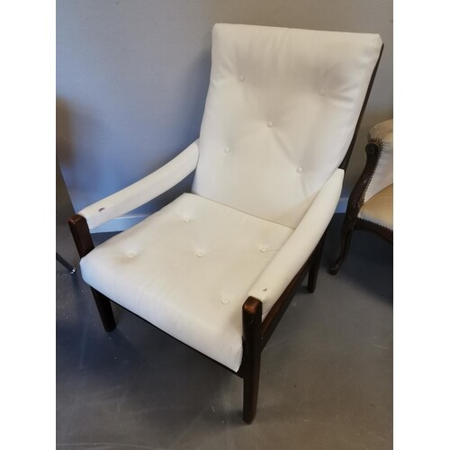 Retro Leatherette White Parker Knoll Armchair