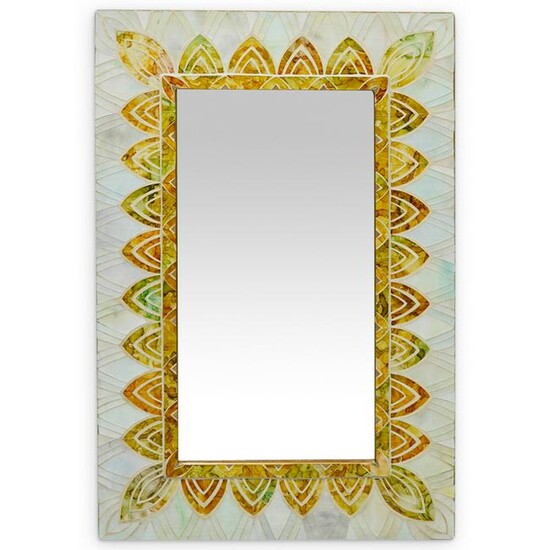 Reverse Painted Glass Framed Wall Mirror