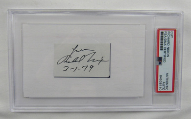 Richard Nixon Signed Cut Inscribed "3-1-79" & "From" (PSA)