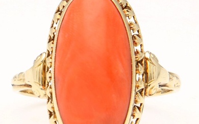 Ring - 14 kt. White gold, Yellow gold Blood Coral