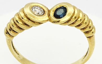Ring Yellow gold Diamond - Sapphire