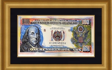 Robert Dowd Signed Serigraph New Money 100 Bill Custom Framed PING