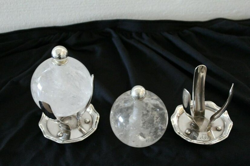 Rock Crystal Acc on Silver plated Antique Gorham stands