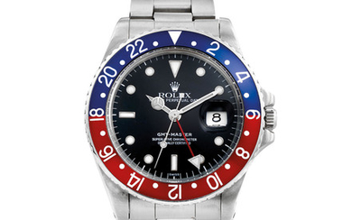 Rolex. A Stainless Steel Wristwatch with Bracelet and Dual Time Zone
