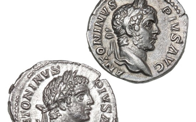 Roman Empire, Caracalla, 198–217 AD, 2 Denarii, PONTIF TR P VIIII COS II, 3.43 g, RIC 83, PONTIF TR P XII, COS III, 3.70 g, RIC 111, nice specimens