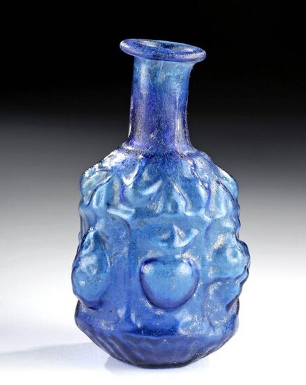Roman Sidonian Glass Bottle - Cobalt Blue
