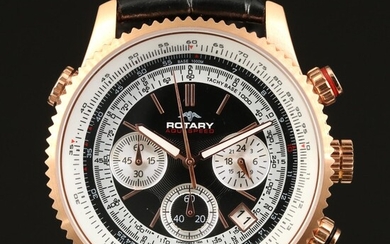 Rose Gold Tone Rotary "Aquaspeed" Chronograph Stainless Steel Wristwatch