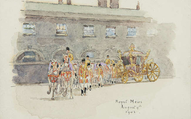 Rose Maynard Barton RWS (1859 - 1929), The Royal Mews, August 9th 1902