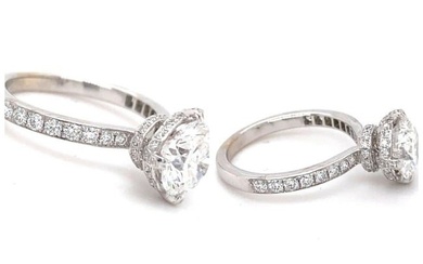 Round Brilliant Diamond 2.05 Tcw Engagement Ring 18k White Gold Clarity Enhanced