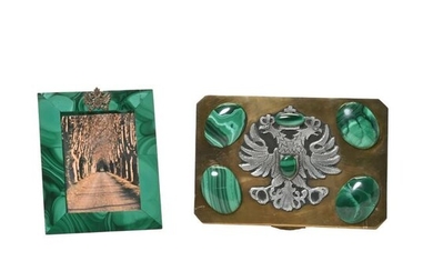 Russian Interest Malachite Mounted Box and Frame.