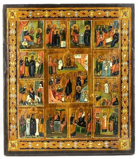 Russian icon of the Twelve Feasts - 19th Century