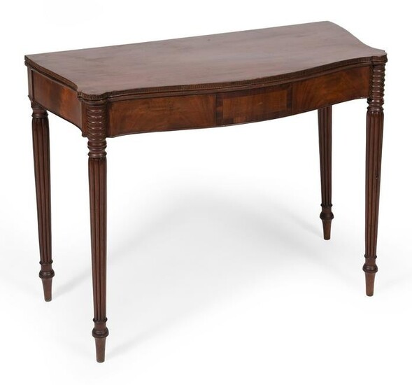 SHERATON BOWFRONT GAMES TABLE Early 19th Century Height