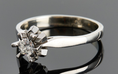 SOLITAIRE RING, 18K white gold with diamond.