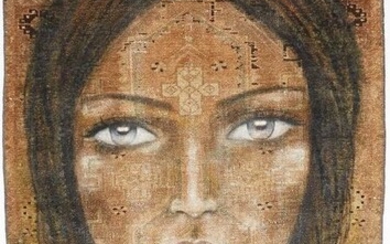 Saideh - Pretty face on Persian Vintage carpet (Portrait) (XXXL)